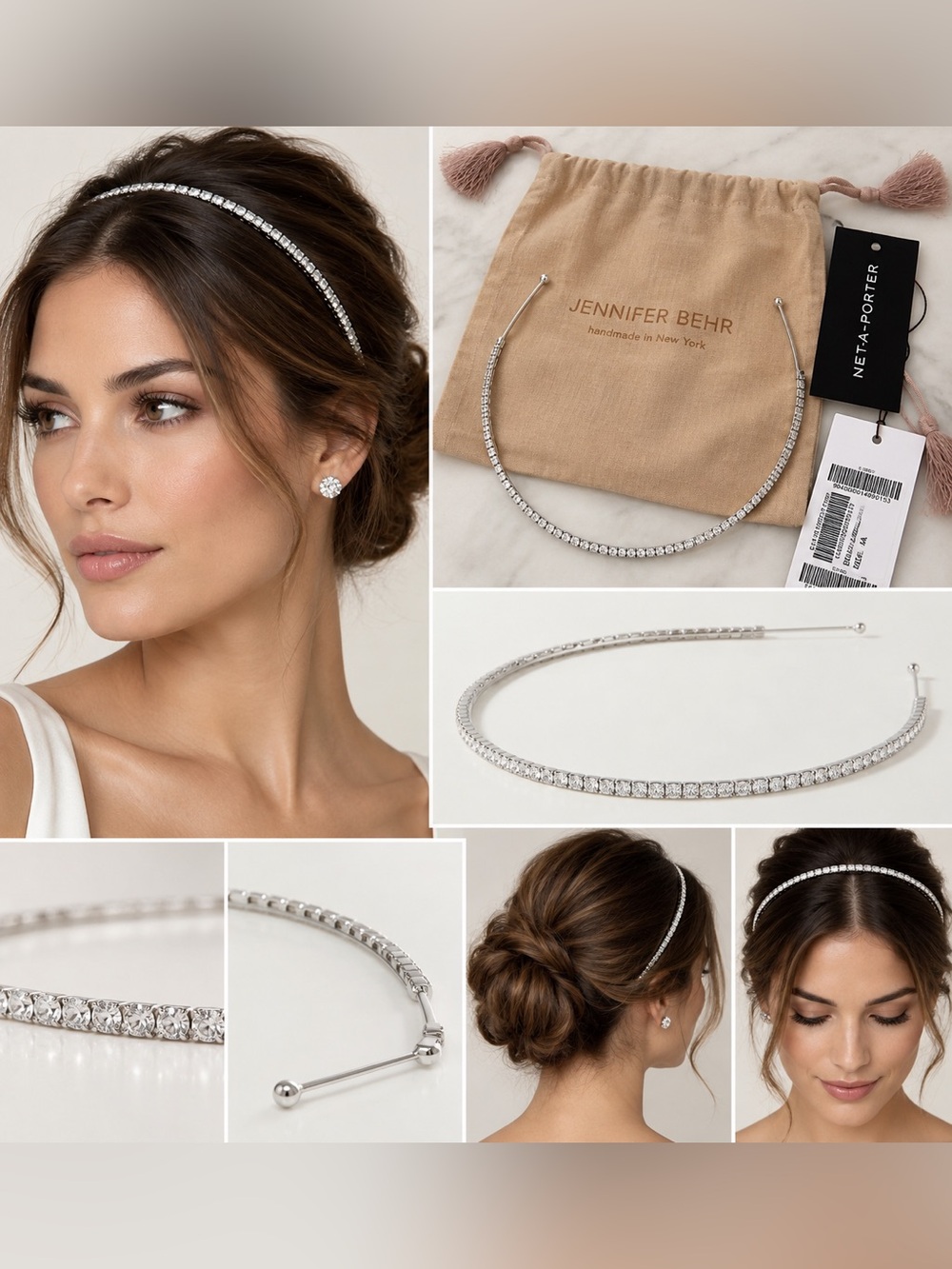 Jennifer Behr Elize Swarovski Crystal Silver Tone Headband NWT Net-A-Porter